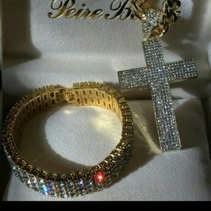14K gold plated iced out chain bracelet
